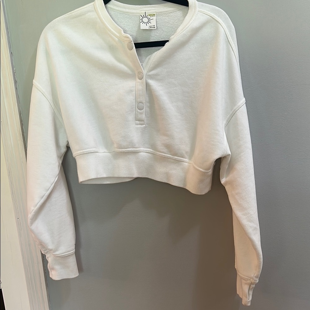 Aerie White Cropped Sweatshirt